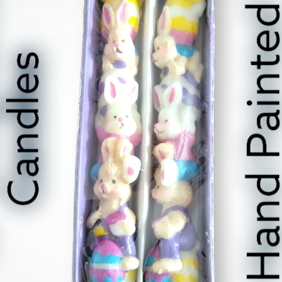 1 Vtg Amscan Hand Painted Sculptured Easter Rabbit Bunny Egg 10" Candles NIB - Picture 2 of 5